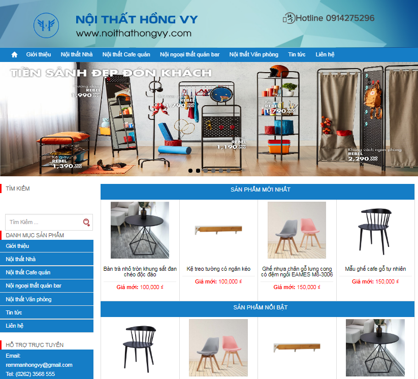 Thiết kế website nội thất Hồng Vy