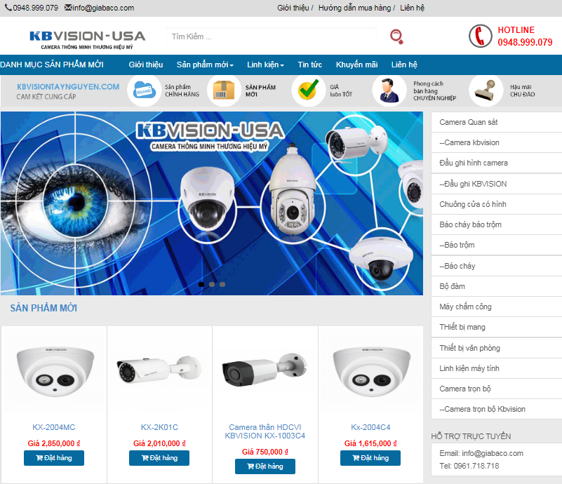 Thiết kế website cung cấp Camera KBvision tại Tây nguyên