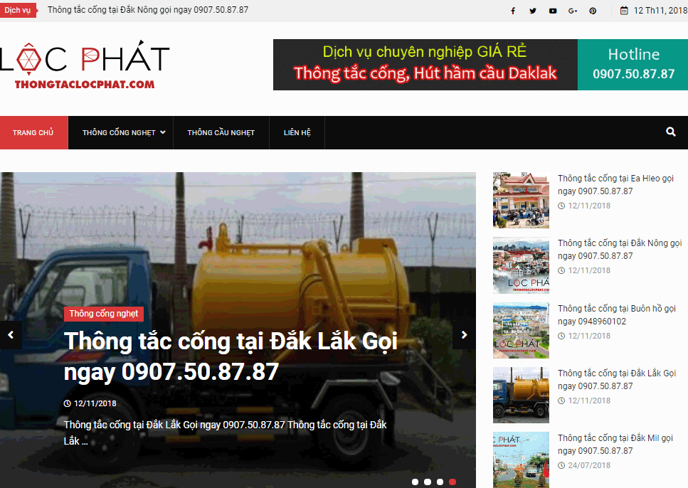 Thiết kế website Thông tắc Đăk lak - thongtactoanloc.com