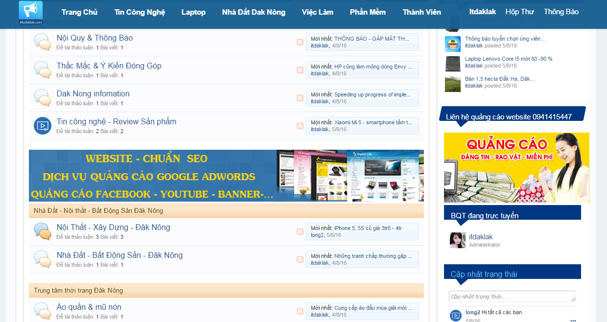 Thiết kế website rao vật Alo Đăk Nông