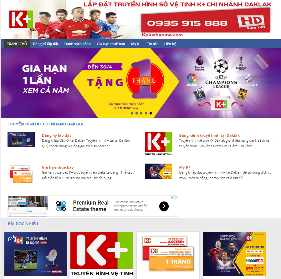Thiết kế website truyền hình Cáp K+ Banme