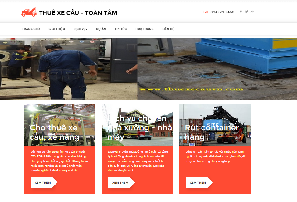 Website thuê xe cẩu