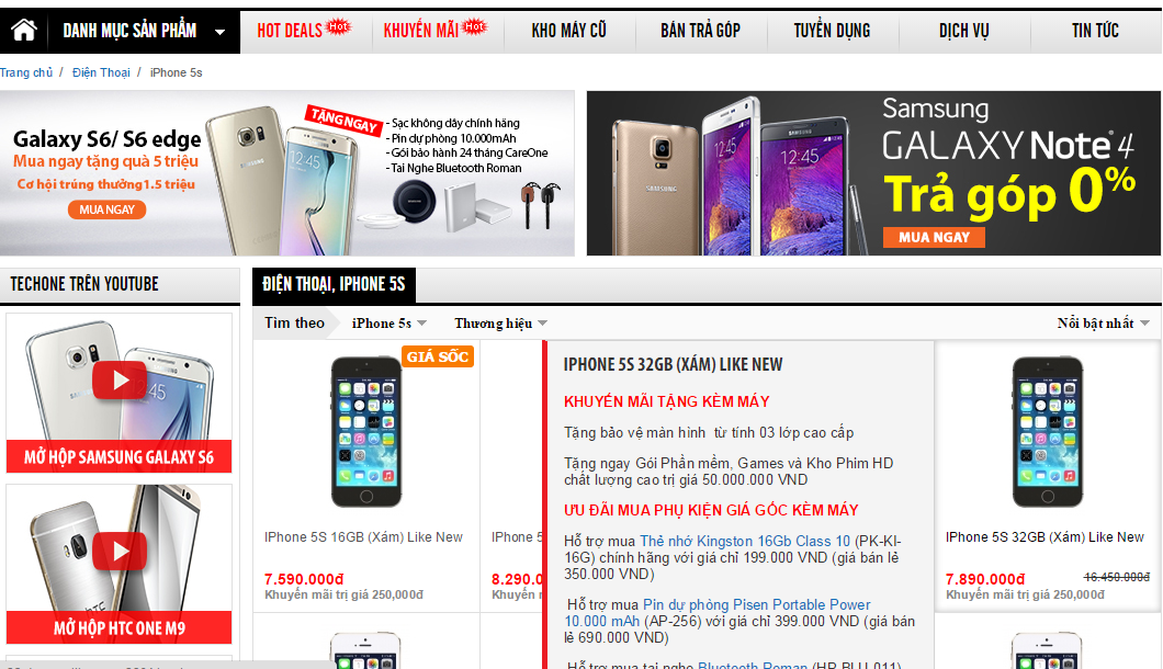 Thiết kế web bán điện thoại