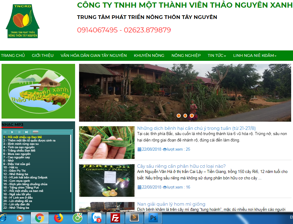 Thiết kế website cho Trung tâm phát triển Nông thôn Thảo nguyên xanh niê
