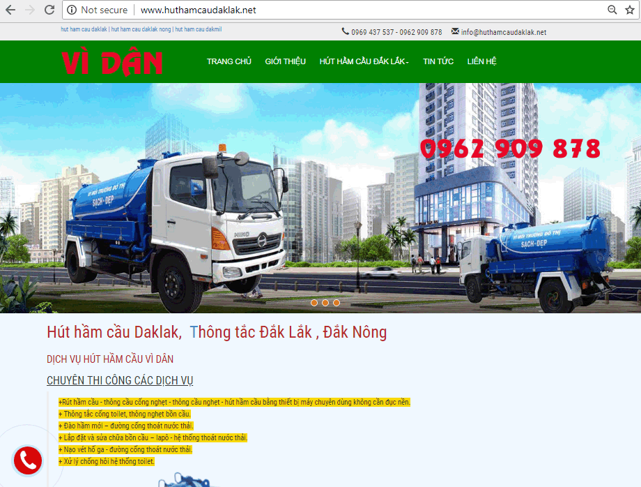 Thiết kế website hút hầm càu daklak