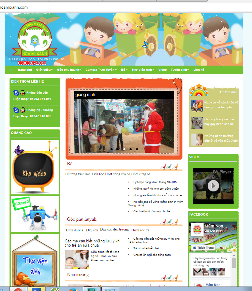 Thiết kế web Mầm non Họa Mi Xanh