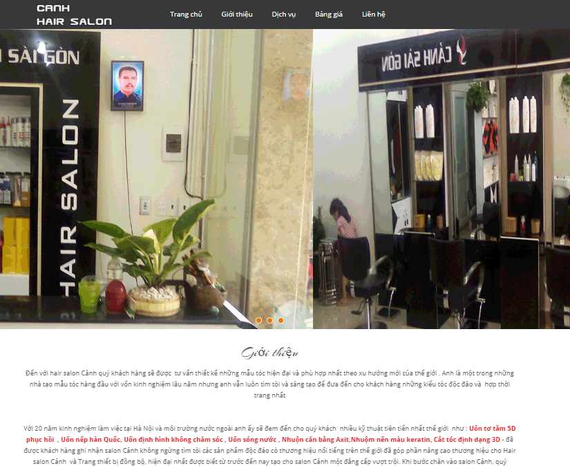 Thiết kế website Cảnh Hair Salon Buôn Ma Thuột